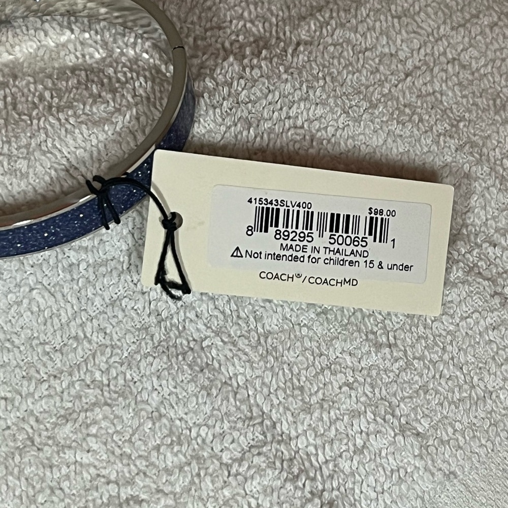 COACH 💕NWT Royal Blue Glitter Bracelet With Iconic “C”. Hinged For Easy Wear OBO - Picture 9 of 11